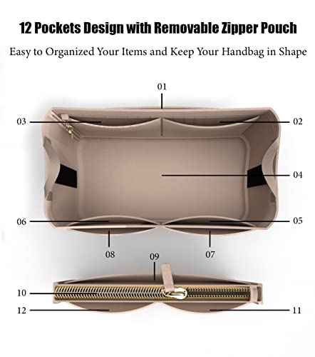 Vjoy Purse Organizer Insert Handbag Tote Felt Organizer Bag In Bag Shaper Fit Neverfull Speedy Graceful Mm Gm Medium, Black #TOP3