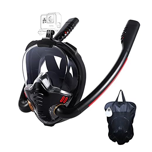HJKB Full Face Snorkel Mask with Anti-Fog Wipes, 180 Degree Panoramic HD View Snorkeling Mask, Anti-Leak Dry Top Set for Adults and Kids (Black, L/XL)