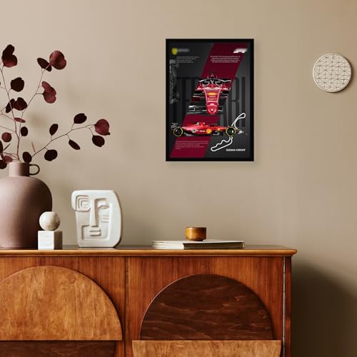 Image of CodersParadise Ferraari F1 Racing Machine Poster Frame | Premium A4 Framed Wall Art for Bedroom, Office & Gaming Setup | Elite Motorsport Tribute Decor Featuring Suzuka Circuit Design