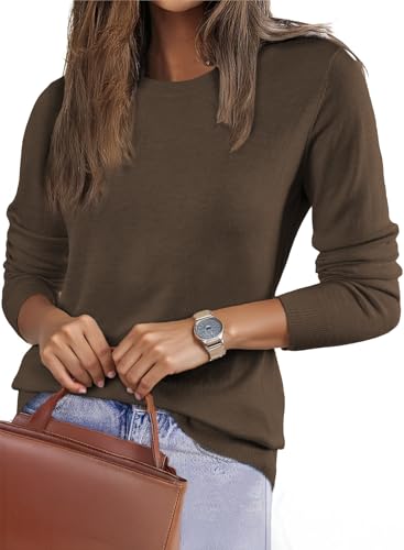 EVALESS Fall Sweaters for Women 2025 Trendy Wool Blend Sweaters Long Sleeve Crewneck Fall Outfits Pullover Sweater Tops