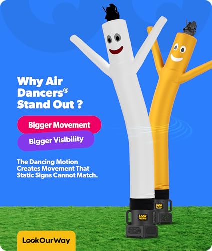Image of LookOurWay Air Dancers Wacky Waving Inflatable Tube Guy - 7ft Tall Inflatable Advertising Waving Dancing Man with Sky Dancer Blower - White