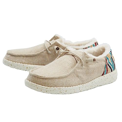 HEYDUDE Wendy Funk Wool Beige Size 7 | Women's Loafers | Women's Slip On Shoes | Comfortable & Light Weight