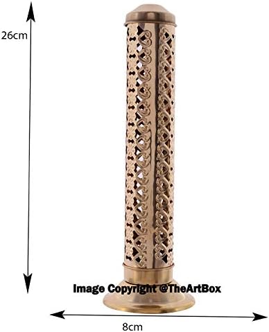 THE ART BOX Incense Stick Holder for Diwali Indian Festivals Burner Metal Brass Handmade Agarbati Burner Ash Catcher Cone Cylindrical Shaped Floral Jali Work Chtistmas Gifts (Heart Shape)