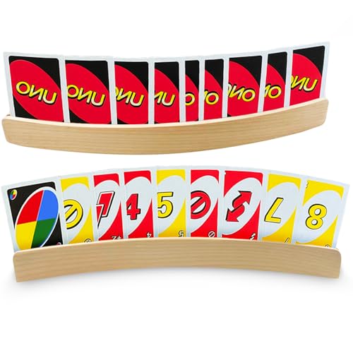 KAWAAN 2 Pzs Sujeta Cartas, Soporte Cartas Juego de Mesa de Madera, Sujeta Cartas Naipes para Póker/Bridge/Uno, Portapóquer Manos Libres para Niños, Adultos, Personas Mayores y Discapacitados.