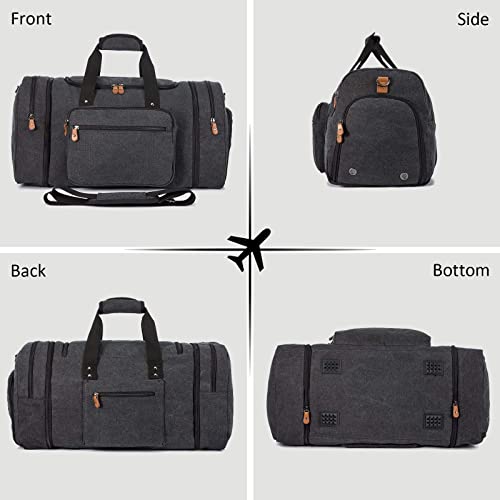 Sucipi Canvas Duffle Bag for Travel Overnight Carry on Bag with Shoe Compartment Weekender Duffel Bag with Toiletry Bag for Airplanes