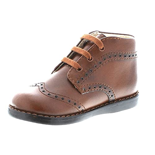 FOOTMATES Cole Lace-Up Bootie Leather Baby and Toddlers Walker Shoes with Wide Toe Box and Custom-Fit Insoles, Non-Marking Outsoles - For Infants and Toddlers, Ages 0-4