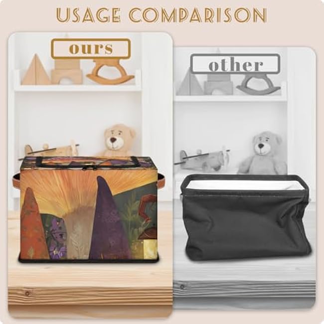 Storage Baskets with Lid Dwarf Mushroom Storage Bins Storage Box Collapsible Canvas Closet Shelf Basket Toy Book Clothes Organizer 1 pack
