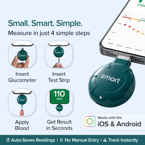 Image of BeatO Smart Glucometer | Auto-Saves Readings | Sugar Test Machine | Android & iOS| Smartphone Connected Glucometer Machine | ISO Certified| Lab-Grade Accuracy | Life time warranty (Compatible With Android & IOS, Smart 100 Kit)