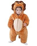 MICHLEY Monos Mameluco para Bebés Niño Niñas Traje De Halloween Animales Ropa de Invierno con Forro de Algodón 18-24 Meses, León