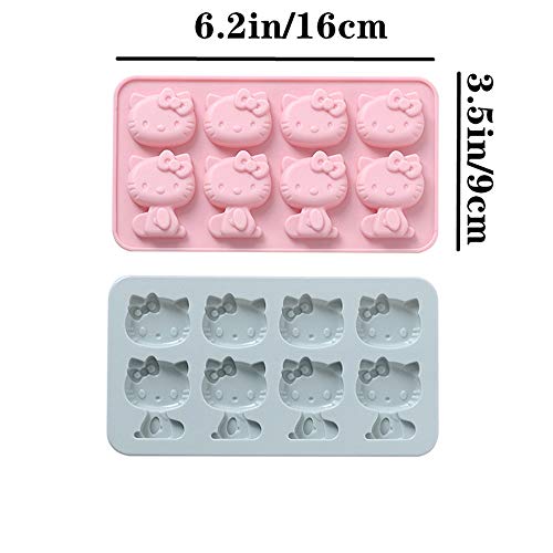 8 Cups 2 Pack Hello Kitty Silicone Fondant Cake Mold,Ice Mold,Chocolate Tray For Sugarcraft, Birthday Cake Decoration, Gum Paste Icing, Candy Chocolate Cupcake Topper Decorating And Diy Baking Tools #TOP1