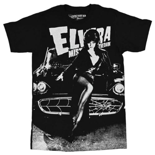 Elvira Macabre Mobile Mens T-Shirt Oversize Print Tee (Medium) Black