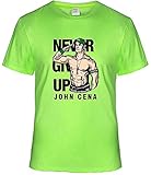 john cena never give up t shirt green Classic crew neckline John Cena Salute Pose Short Sleeve Personalize T-Shirt M