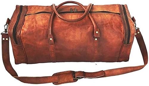 Overnight Weekend Vintage Handmade Brown Leather Travel Gym Sports Duffel Bag (20")