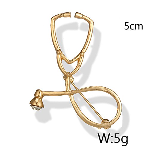 Image of MINGHUA Gold Silver Stethoscope Brooch Pin for Nurse Doctor