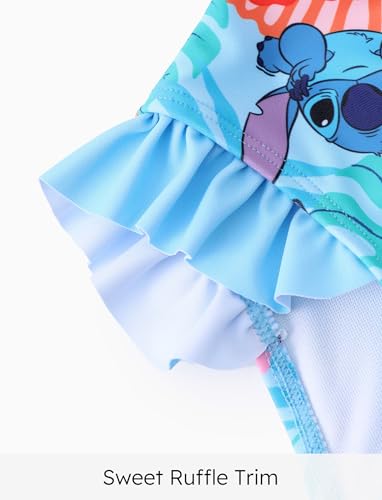 Image of Disney Frozen Elsa Stitch Marvel Toddler Girl Two Piece Long Sleeve UPF50+ Swimsuit Rashguard Sets Bathing Suit