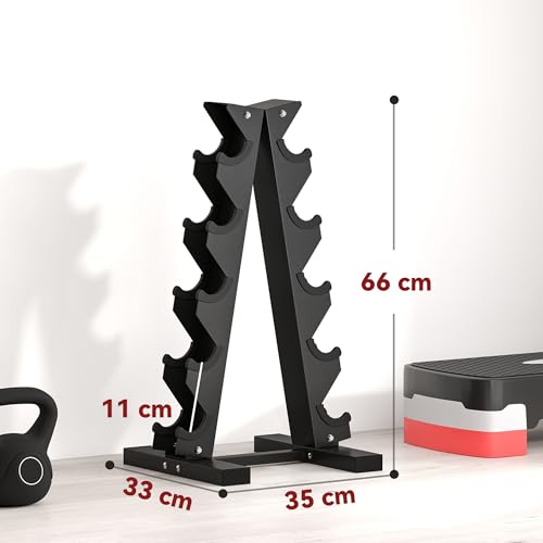 SPORTNOW 5-Tier Dumbbell Rack, Dumbbell Storage Stand Holder, Steel Weight Tree for Home Gym - Image 7