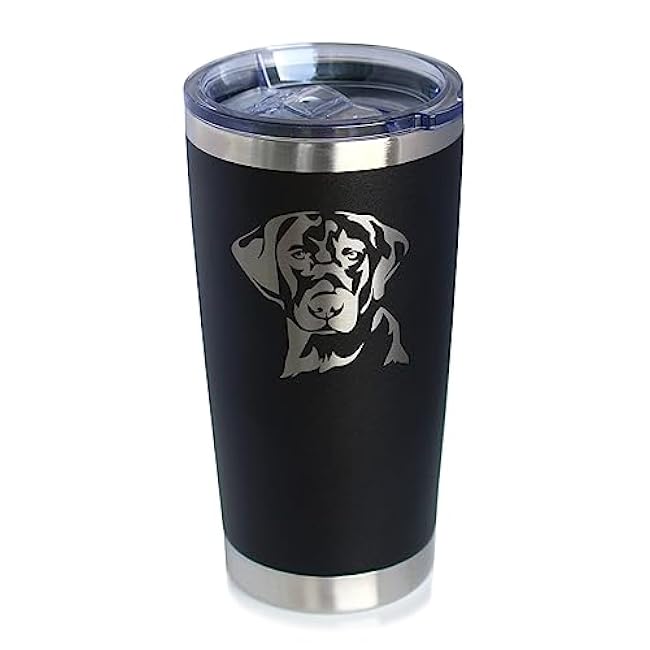Black Lab Face - Labrador Retriever - Insulated Coffee Tumbler Cup with Sliding Lid - Stainless Steel Insulated Mug - Fun Unique Dog Themed Decor Gifts for Men & Women - Black
