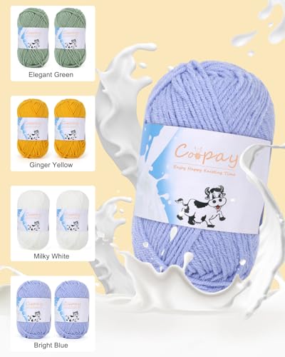 Image of Coopay Yarn for Crocheting Knitting, Crochet Yarns, 2 x 1.76oz - 120yds - 60% Cotton 40% Acrylic Blend Yarns, Granny Square Blanket Yarn (Blue Purple)
