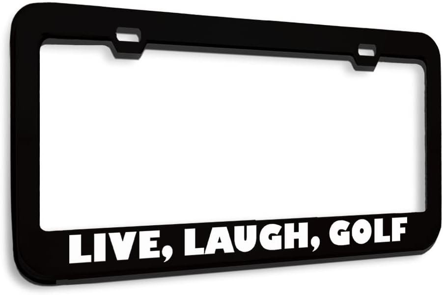 Metal License Plate Frame Live, Laugh, Golf Motivational Car Accessories Stainless Steel 2 Holes 1 Frame