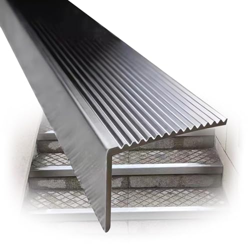 Nez de Marche en Acier Inoxydable, Protection de Bords d'Escalier Extérieurs, Profilé de Marche Antidérapante Forme en L(60x25mm)
