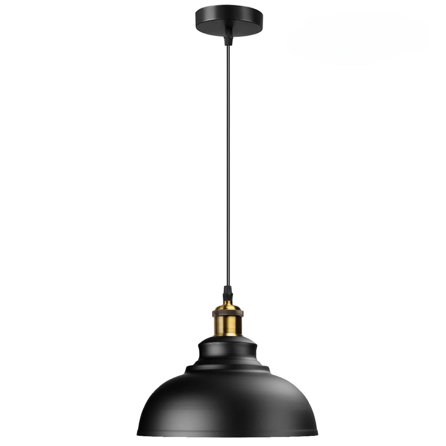 LEDSone Modern Black Metal Ceiling Pendant Fitting - 29cm Curvy Dome Shaped Easy Fit Light Shade for Bedroom, Hallway, Office, Café, Industrial Flush Mount Ceiling Lighting