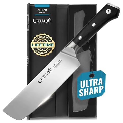 Cutluxe Nakiri Knife – 7" Vegetables Knife, Japanese Asian Square Knife for Chopping, Dicing & Slicing – Razor Sharp & Full Tang – Ergonomic Handle Design – Artisan Series