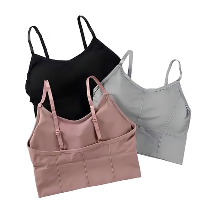 luissa Women Cotton Padded Bra Combo Pack of 3 | Free Size Fits 28-30-32-34 | Soft Stretchable Seamless Everyday Wear Bra for Women & Girls | Comfortable Multicolor Innerwear Set-picture-18
