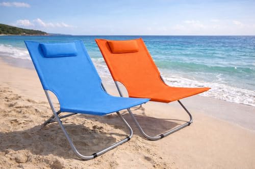 Chaise de plage pliable Serena orange en fer SACAR - 3