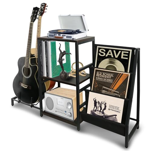 EASTROCK Record Player Stand Guitar Stand & Record Player Table