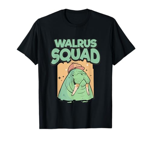 Camicia retrò con motivo tricheco e animali marini, mammiferi e trichechi Maglietta