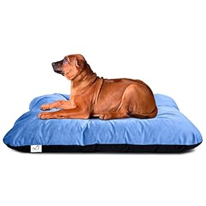 Pet’s BFF Rectangular Reversible Bed for Dog & Cat Medium Size, Washable Velvet, 60 x 70 Cm, Black + Sky Blue