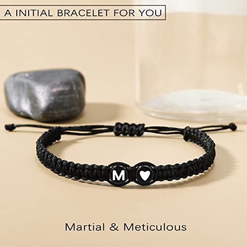 Btysun Initial Bracelets for Women Teen Gifts Trendy Stuff Best Friend Birthday Gifts Graduation Adjustable Letter A-Z Braided Bracelets Heart Link Sister Daughter Mother's Day Mom Female Christmas Jewelry