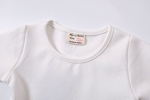 Infant Toddler Baby Girls Dress Cozy Ruffles Long Sleeves Cotton (6T, White)
