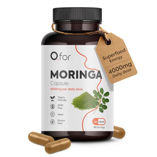 Moringa Capsules 2000mg | 120 Vegan Capsules | High Strength Moringa Extract | Energy, Immunity, Skin & Gut Health | Non-GMO, Gluten-Free, GMP Certified | 2 Month supply