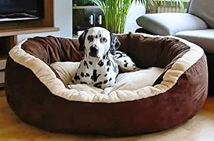 Pawsome Luxurious & Durable Polyester Filled Soft Dual Colour Dog/Cat Bed (XL, Brown) L95 X W80 X H25 cm