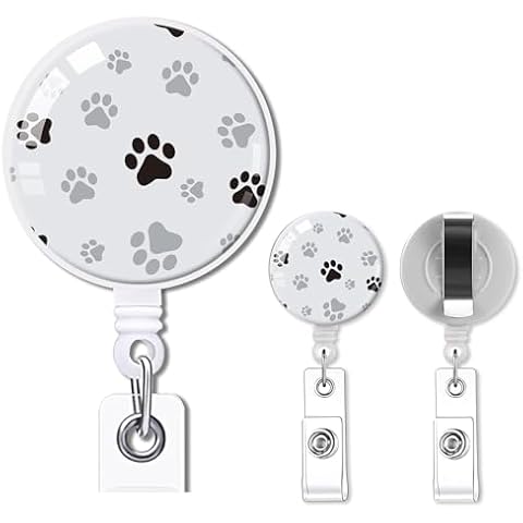quohet 2 Pack Badge Reels Retractable,Id Badge Holders Retractable,Badge Clips Retractable ID Card Holder for Teacher, Student, Office Worker(black paw) Cover