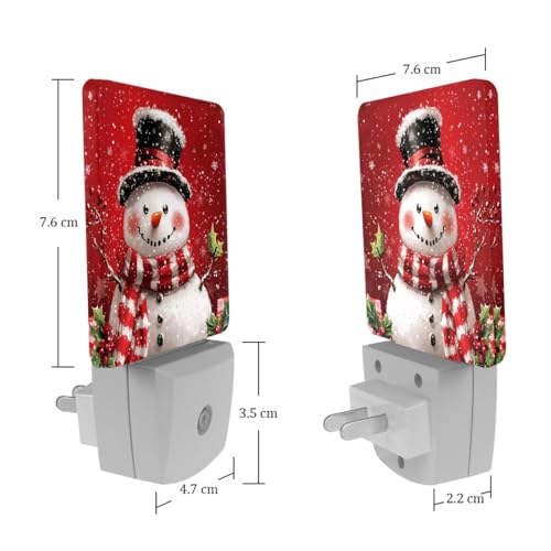 Image of NEWzone Xmas Snowman Night Light Set of 2, Auto Sensor LED Dusk-to-Dawn Nightlights, Plug-in Sensor Lamp for Bedroom Bathroom Kitchen Hallway Stairs Decorative