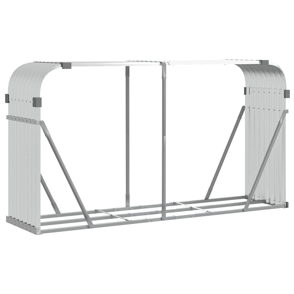 vidaXL Log Holder, Firewood Rack for Fireplace Storage Room, Log Store for Wood Burner Wrought, Wood Storage, Silver Galvanised Steel