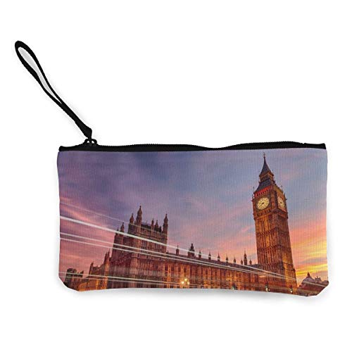 Preisvergleich Produktbild BHGYT London Brieftasche Münzgeldbörse Leinwand Reißverschluss Geldkarte Beutel Brieftasche zum Geburtstag