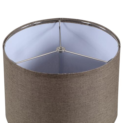 Image of Aspen Creative 38303-2, K /D Hardback Drum Contemporary Collapsible Spider Shade, 12 inch Top x 12 inch Bottom x 8 inch Height, Iron Linen Fabric With Black Trim, Set of 2
