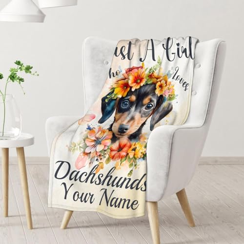 Custom Dachshund Throw Blanket for Dachshund Lovers - 30x40 Inches Lap Size - Soft Fluffy Cozy Blankets Gift - Colorful Cute Blanket Throws for Couch, Work