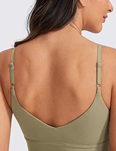 Image of CRZ YOGA V Back Longline Sports Bras | Medium Support, Removable Pads, Yoga, Brushed, Scoop Neck, Spaghetti Straps, for Women