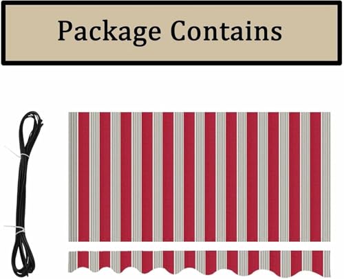 Toldo retráctil de repuesto lona de poliéster impermeable de 6x1.5m color rojo para exterior 4