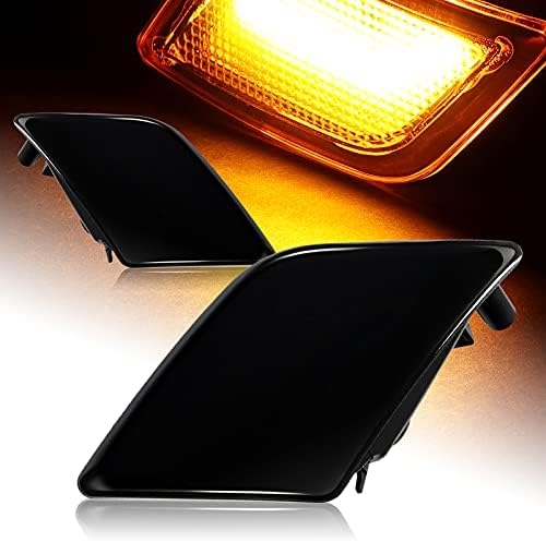 EPARTS Full LED Front Bumper Fender Side Marker Light Turn Signal Lamp Assembly Replacement Compatible With 2008-2011 Mercedes Benz W204 C-Class C300 / C350 / C63AMG (Smoke Lens/Amber LED)