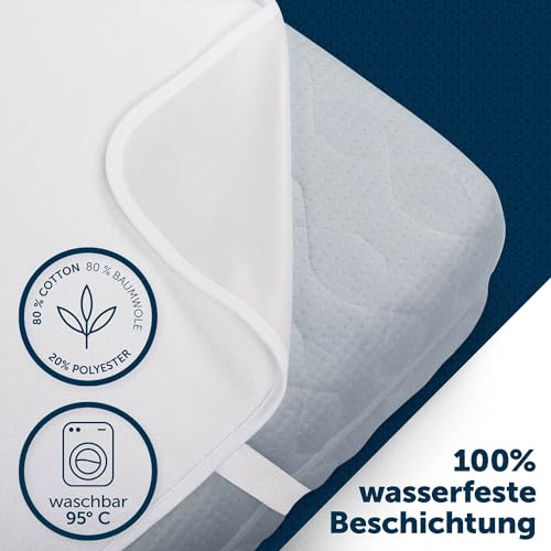 Blumtal Matratzenschoner 140x200cm - wasserdichte Matratzenauflage 140x200cm aus 80% Baumwolle - Oeko-TEX zert. Inkontinenzunterlage waschbar bis 95 °C - knisterfreier Bett Topper - Bettwanzen Schutz