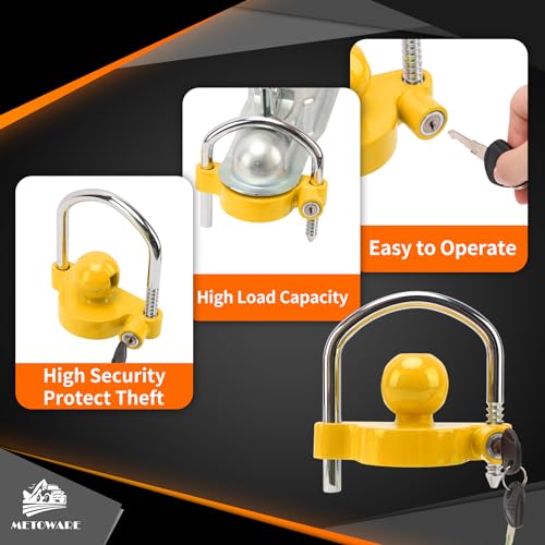 METOWARE Yellow Trailer Coupler Lock