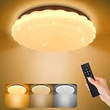 LED Deckenleuchte Dimmbar mit Fernbedienung 24W, JunMu Spezielle Design Schlafzimmer Deckenlampe IP54 wasserdicht mit Glitzer Ideal für Wohnzimmer Schlafzimmer Küche Flur Balkon Esszimmer, 30x30cm