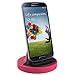 RND Dock for Samsung Galaxy Note 2, Note 4 or Note Edge with Dock mode cable and 2.1A Charger (compatible with most cases) (Black/Pink)