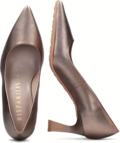 Salons HISPANITAS Giorgia en cuir argent métallique 35 EU, l'art du soulier féminin