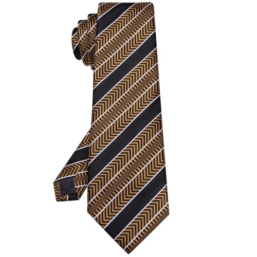 Image of Hi-Tie 63 inches Striped Paisley Extra Long Ties for Men Silk Necktie with Lapel Pin Tie Clip Big and Tall Men Formal Wedding